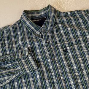 American Eagle Outfitters Green Blue Plaid Shirt Vintage Men's L SEE DESCRIPTION